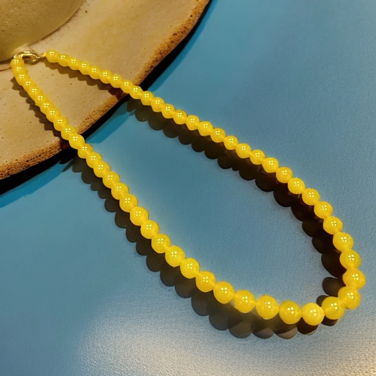 天然鸡油黄玛瑙经典珠宝妈妈链8MM56颗天然珠宝玉石送礼佳品W0810