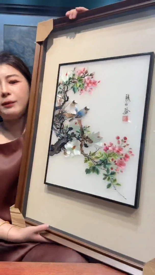 刺绣非遗苏绣手工刺绣单面绣颜伯龙花鸟框中框