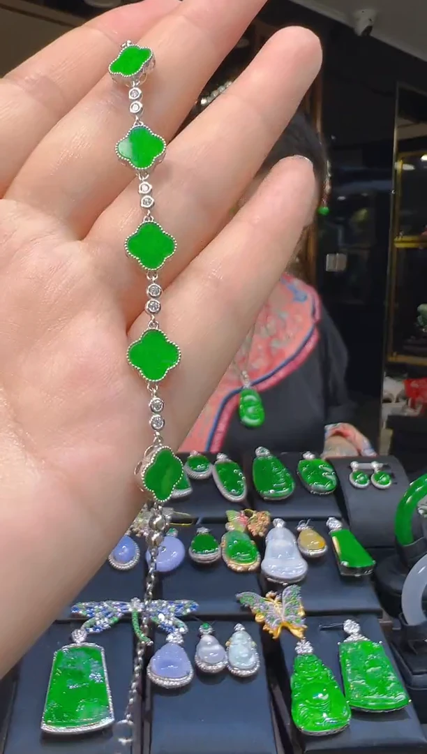 银S925镶嵌手链翡翠012(多样性发货发其一)