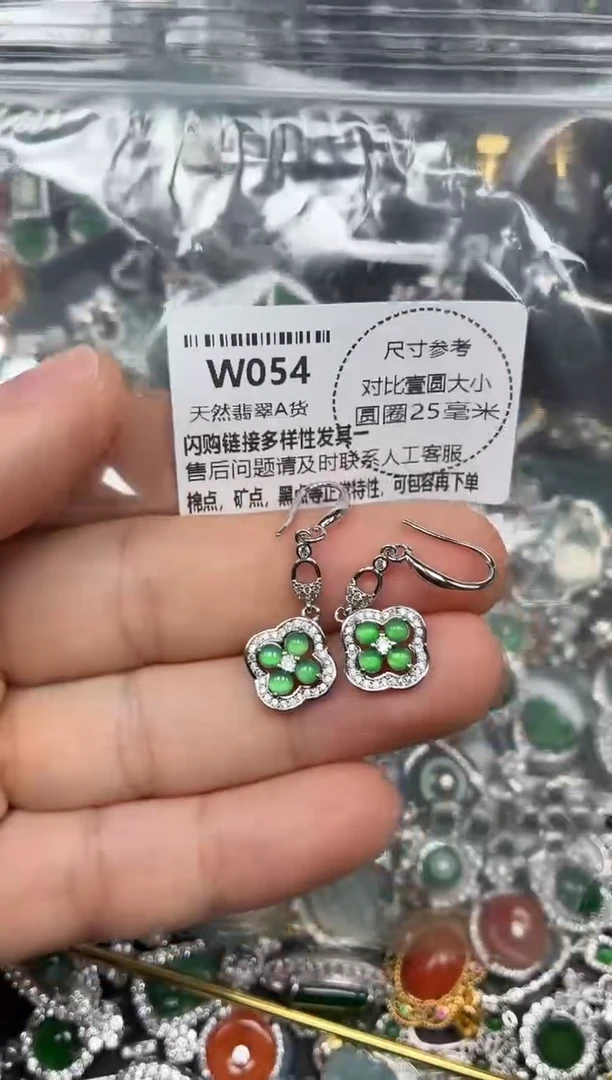 颈饰未镶嵌翡翠W054耳钩