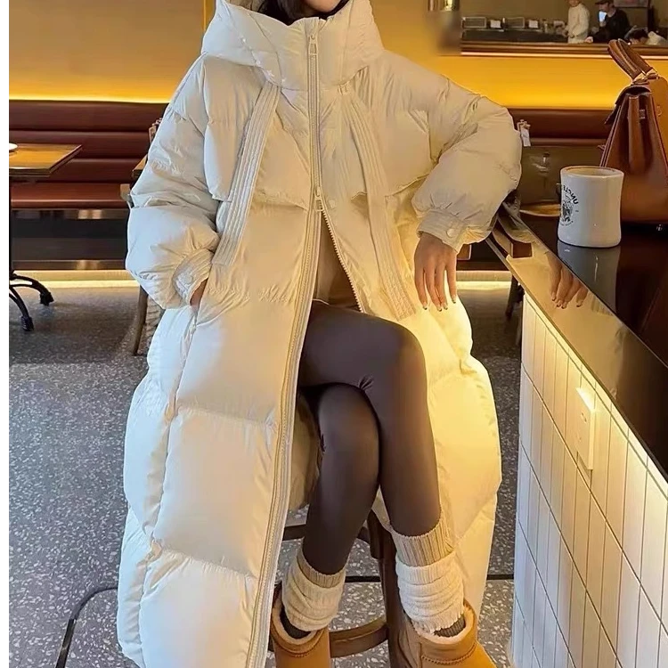 [现货] 【国标鸭绒】飘带长款羽绒服时尚宽松韩