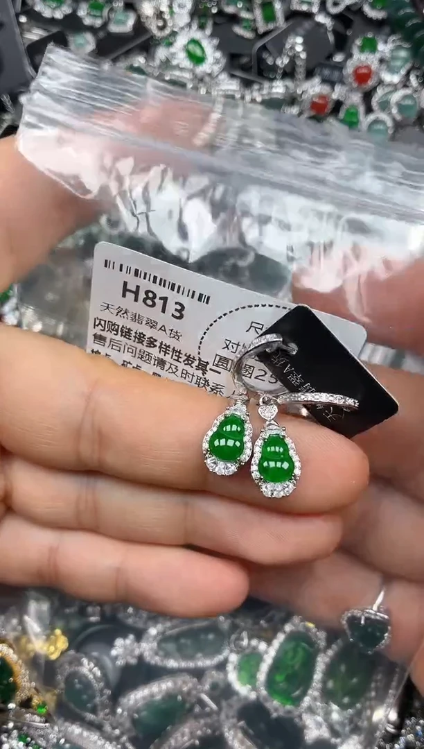 颈饰未镶嵌翡翠H813耳扣