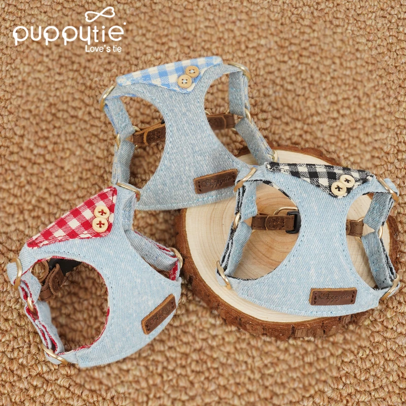 Puppytie|翻领牛仔|背心遛狗绳子调节狗狗胸狗狗背带式胸背