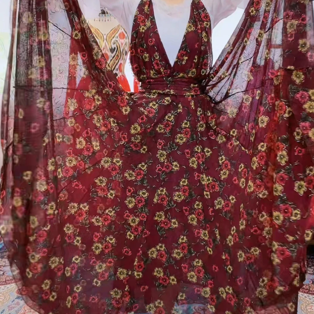 【精选】新款民族风挂脖款半身裙720大摆