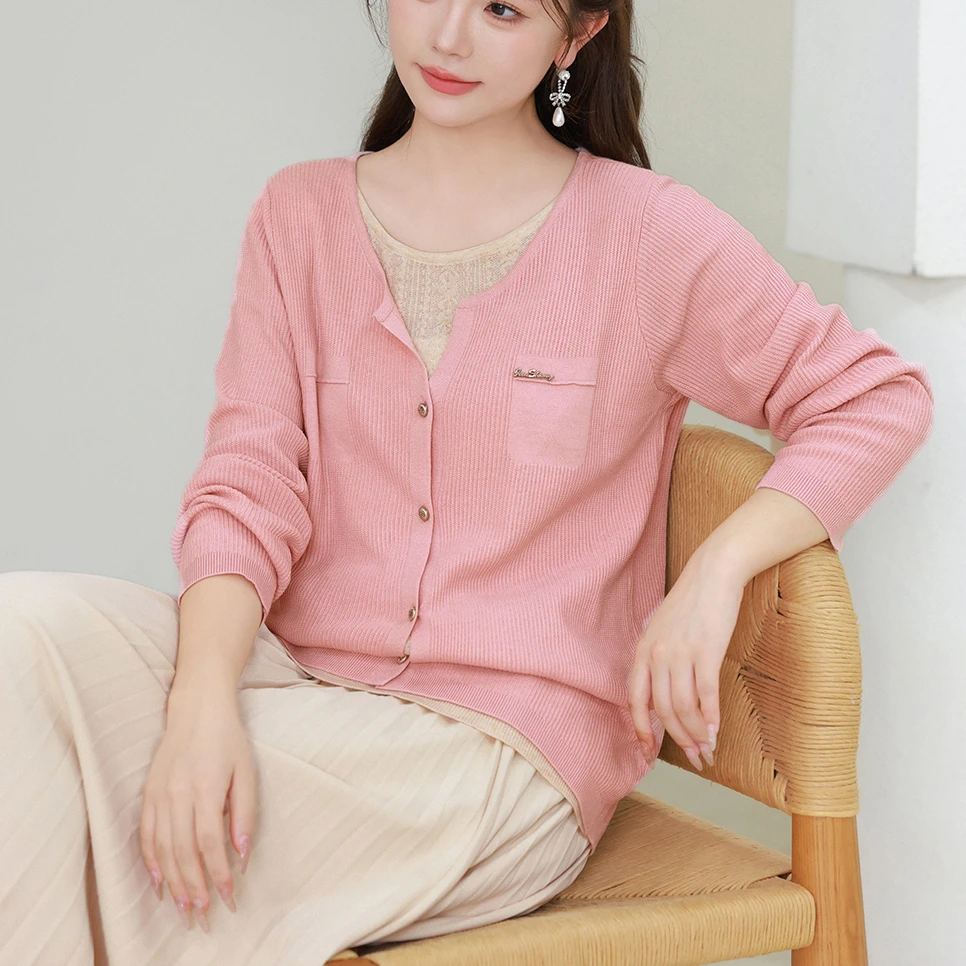 【假两件安可拉红针织衫】MsShe大码女装春装巨显瘦上衣J~M2408001