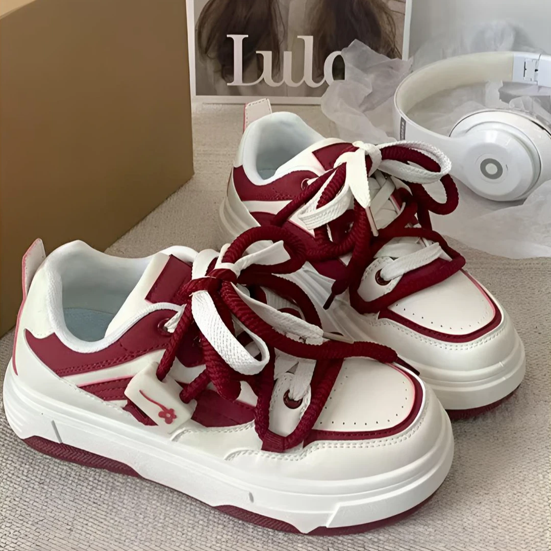 2602 白酒红厚底休闲板鞋女款小白鞋女原创百搭小众运动女鞋ins潮