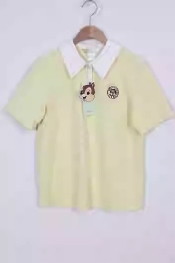 朵以2024新款撞色短袖POLO衫减龄上衣宽松简约印花T恤38DQ347033