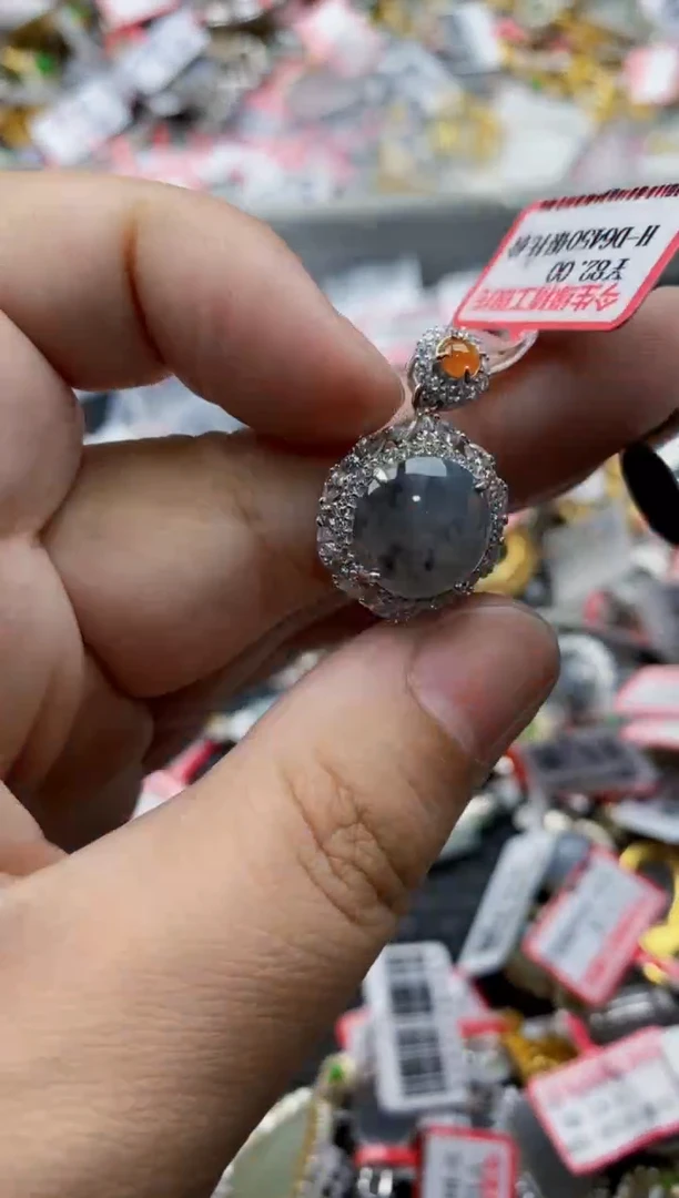 翡翠戒指银S925镶嵌9999---5