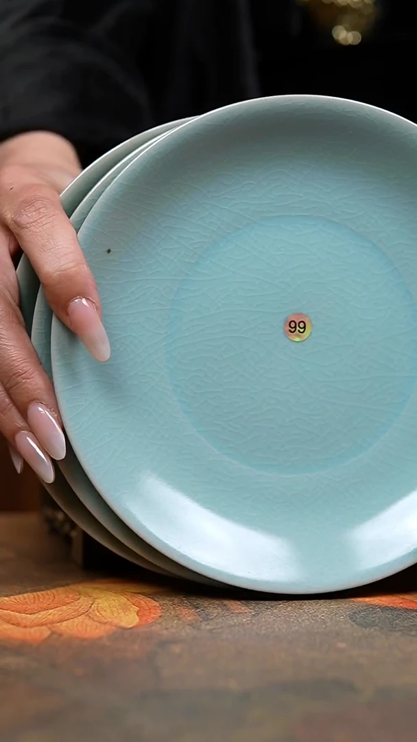 盘仿古天青圆盘瑕三支瑕