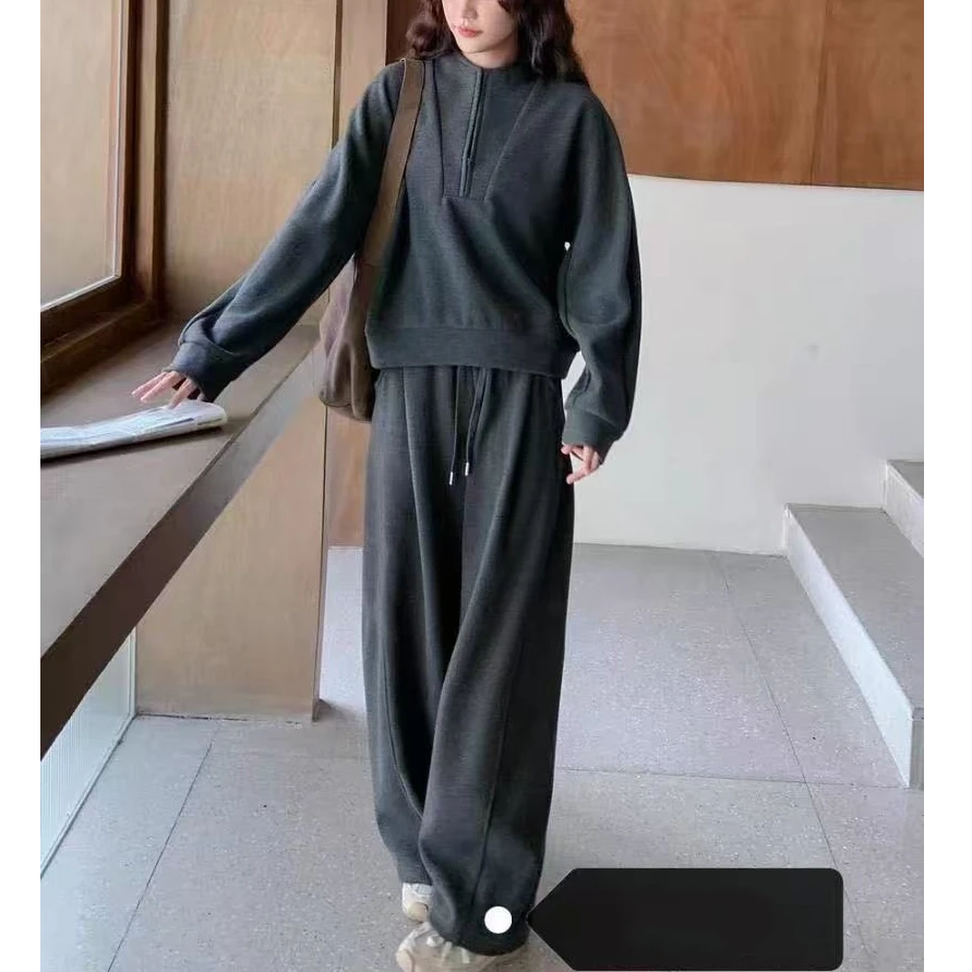 贝姐同款【半拉链弯刀裤套装】秋季新款~辣妈风两件套套装7738 S
