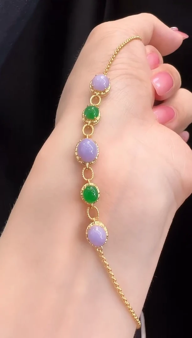 18K金镶嵌手链翡翠手链