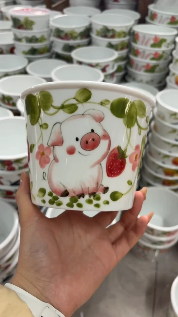 瓷片景德镇高温陶瓷食品级手绘釉中彩-泡面桶