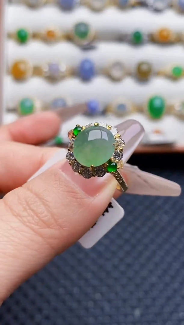 银S925镶嵌戒指翡翠7050