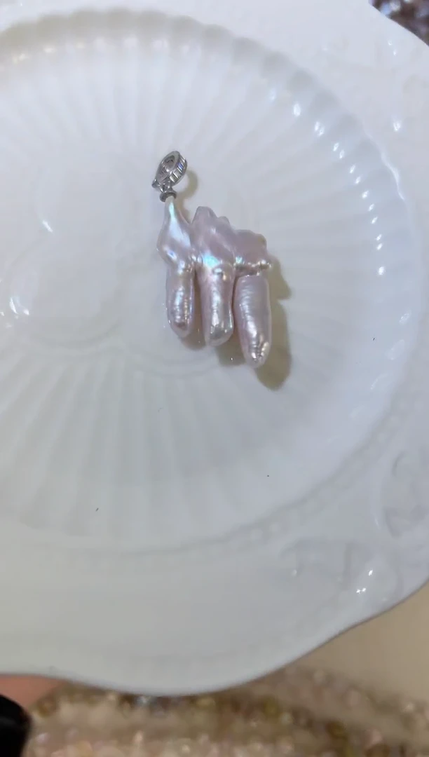 吊坠(不含链)银S925镶嵌淡水珍珠S05