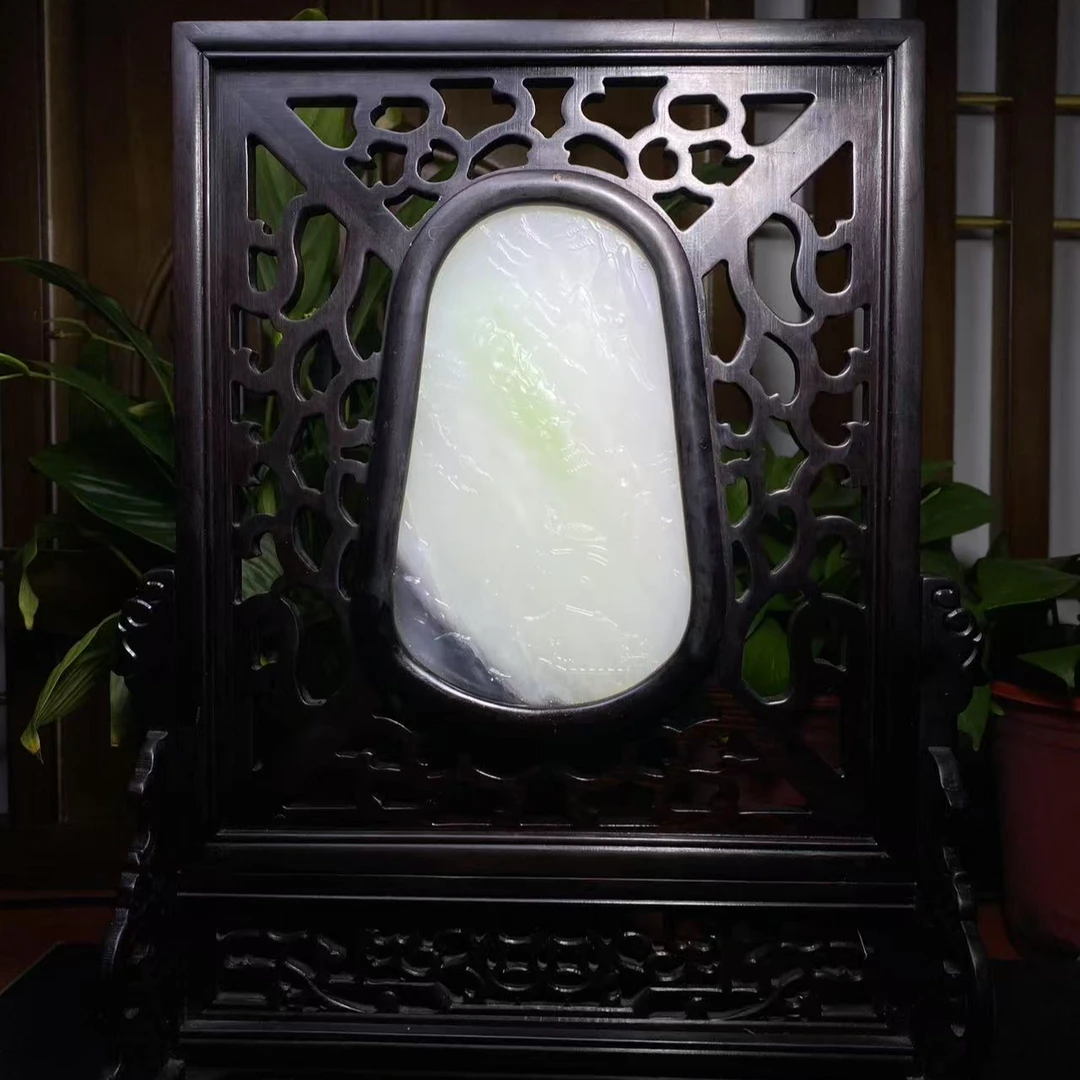 和田玉虎摆件屏风