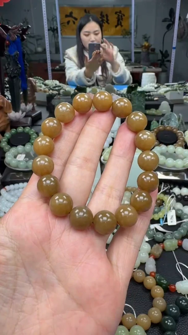 未镶嵌手串和田玉新疆且末金山红糖卡12