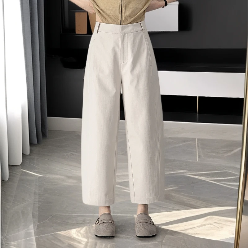 【抗皱免烫】茧型九分镰刀裤女春夏新款高腰显瘦休闲裤宽松直筒裤子