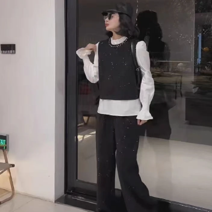 可爱风小香风时尚套装针织网红仙女风三件套气质减龄洋气百搭