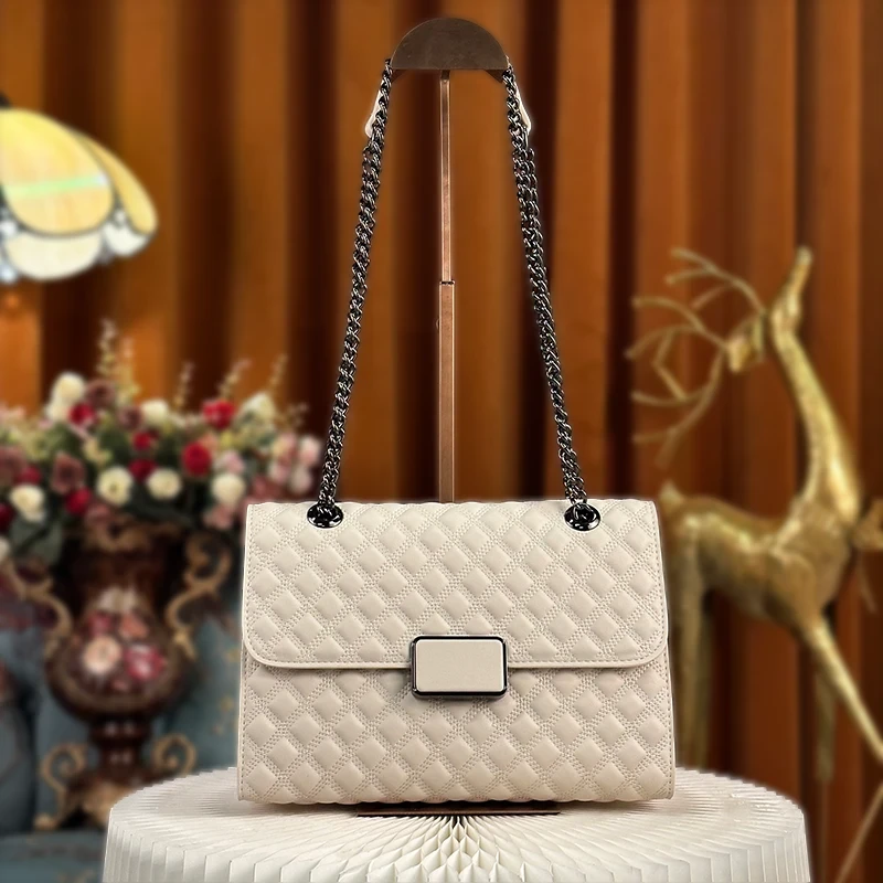 【小颜定制】当季新款菱格链条方包时尚百搭单肩腋下包399-1145白色