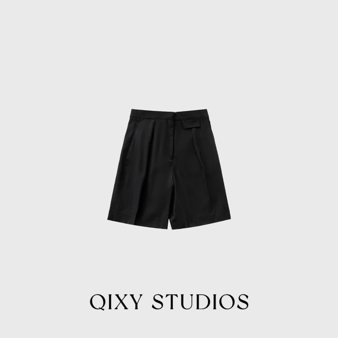 Qixiaoyaoo 春季新款设计师短款质感四分西裤#QSYCK6046