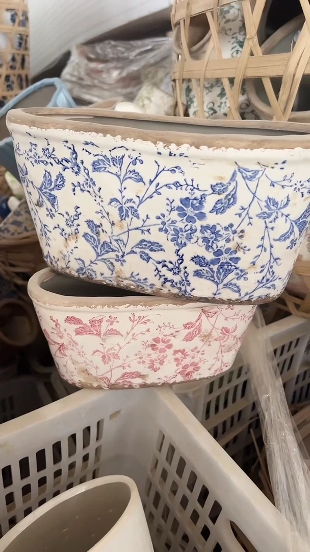 【闪购商品】陶瓷花盆高11cm内口20.5*8cm