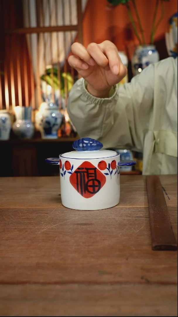 瓷片【简家甄选】景德镇设计师釉下手绘陶瓷餐具
