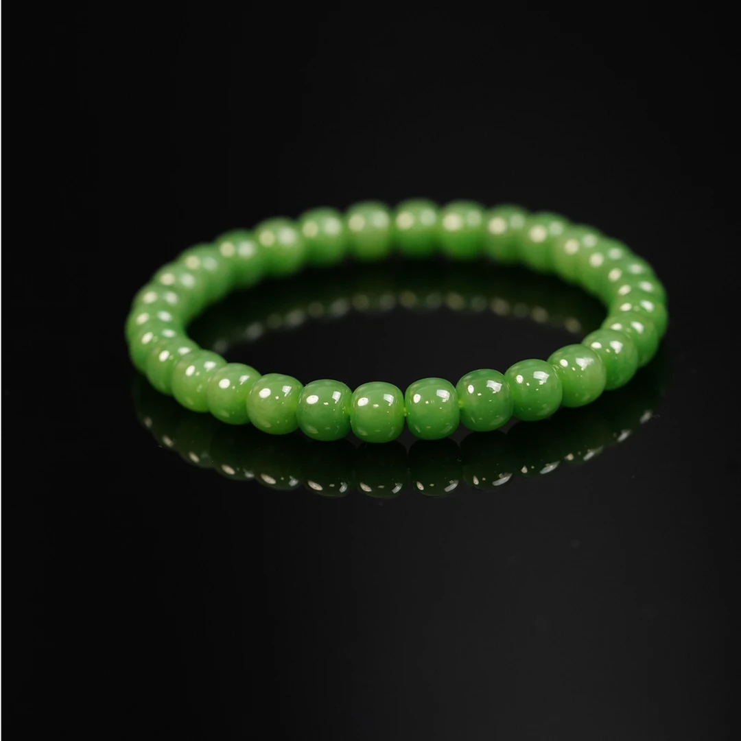 【石缘居珠宝】天然和田玉碧玉佩戴时尚个性精美老型珠手串 C40-193