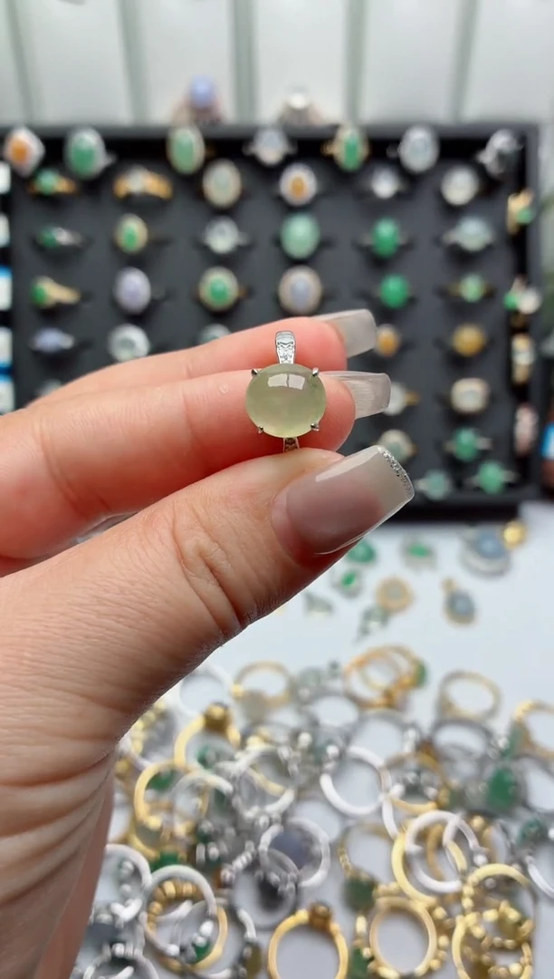 银S925镶嵌戒指翡翠.