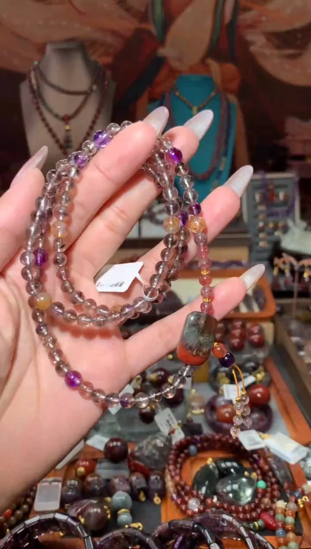 未镶嵌珠宝半成品水晶超七108项链