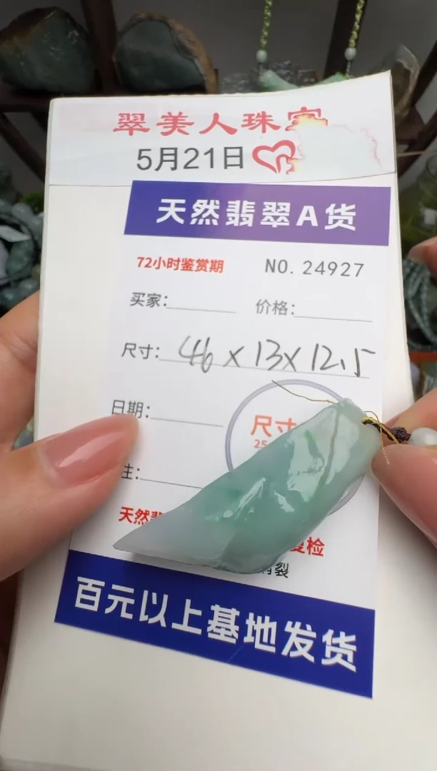 翡翠未镶嵌颈饰原石24927