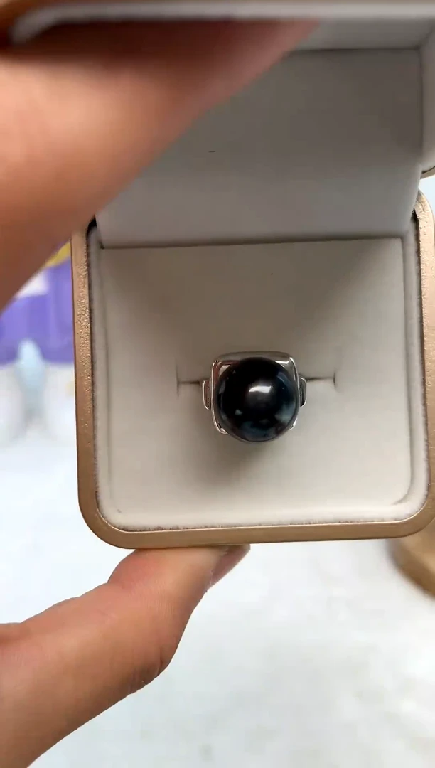 银S925镶嵌戒指海水珍珠14.2