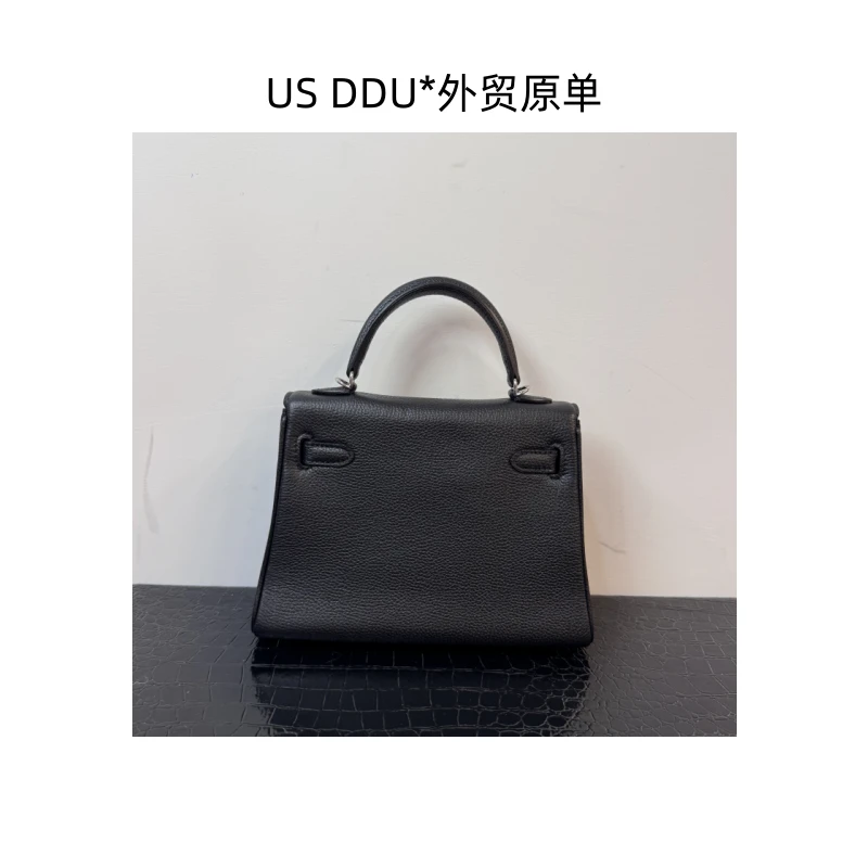 A192 黑色银扣凯莉20内缝颈纹togo皮手提包2121/D014