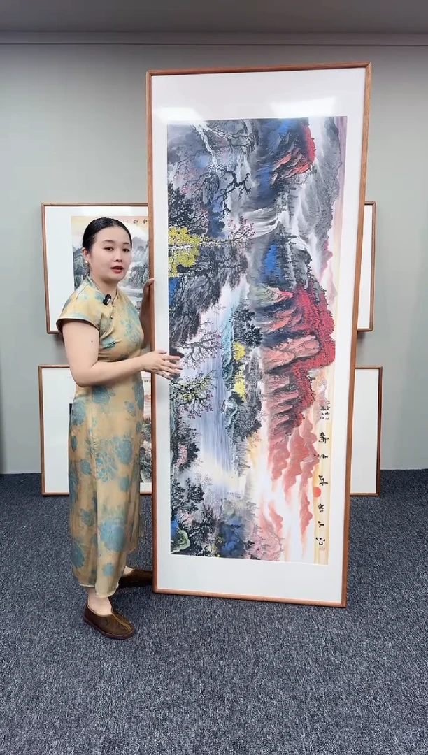 国画禾*旭日东升210*80手写手绘