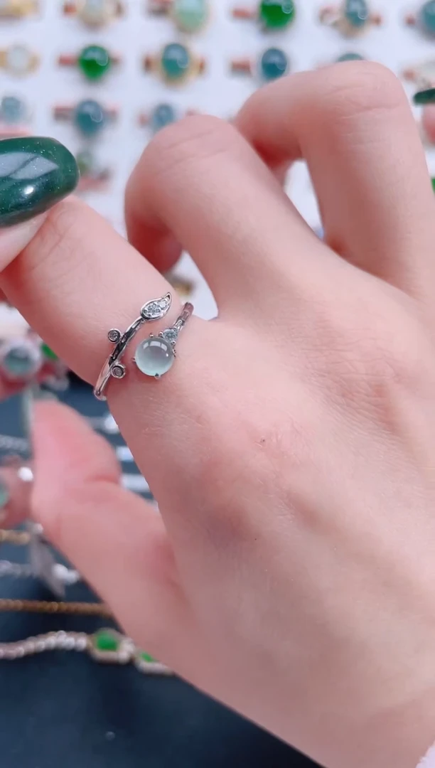 银S925镶嵌戒指翡翠天然翡翠