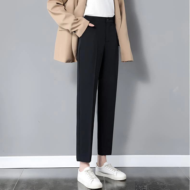 哈伦烟管裤女2025春夏新款九分百搭裤子宽松显瘦小个子休闲萝卜裤