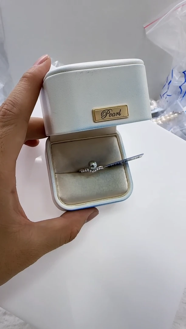 【闪购商品】海水珍珠DA银S925镶嵌c791 灰珠戒指7