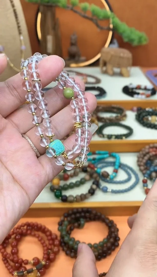 水晶手链未镶嵌白水晶双圈06