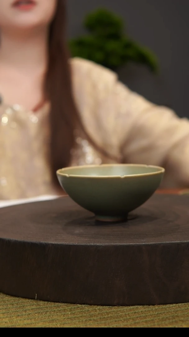 杯铁**熊葵口杯  汝州原产地  原矿老釉  带底款