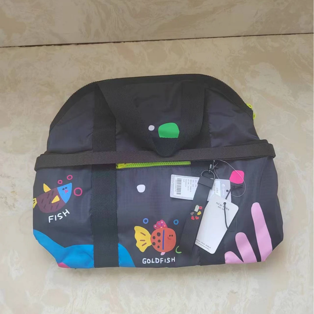 B529 时尚休闲百搭黑色大号海底世界双肩背包