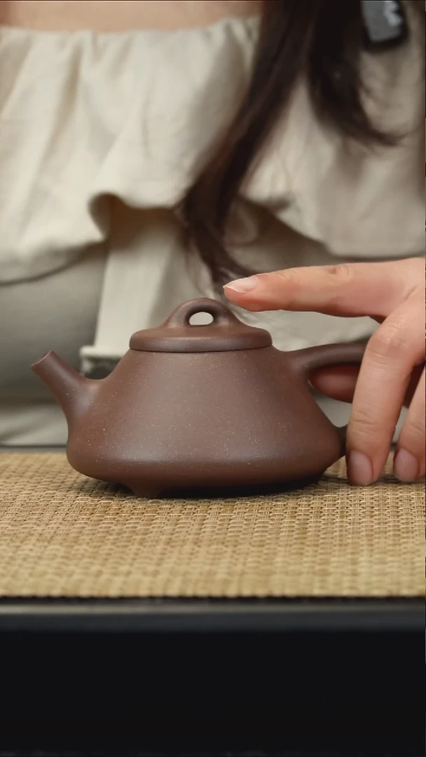 紫砂茶壶天青子冶石瓢190cc