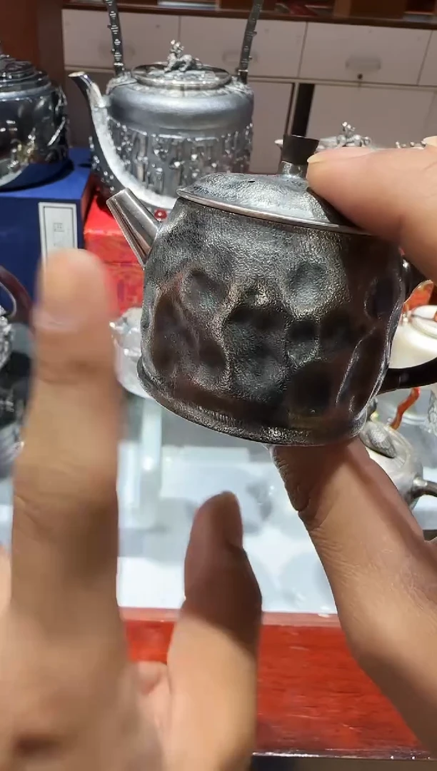 足银999精工手工诧寂风汉瓦泡茶壶