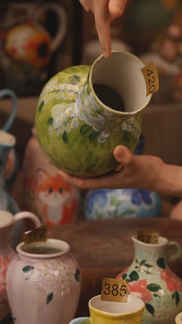 陶瓷420景德镇设计师手作花器摆件侘寂风