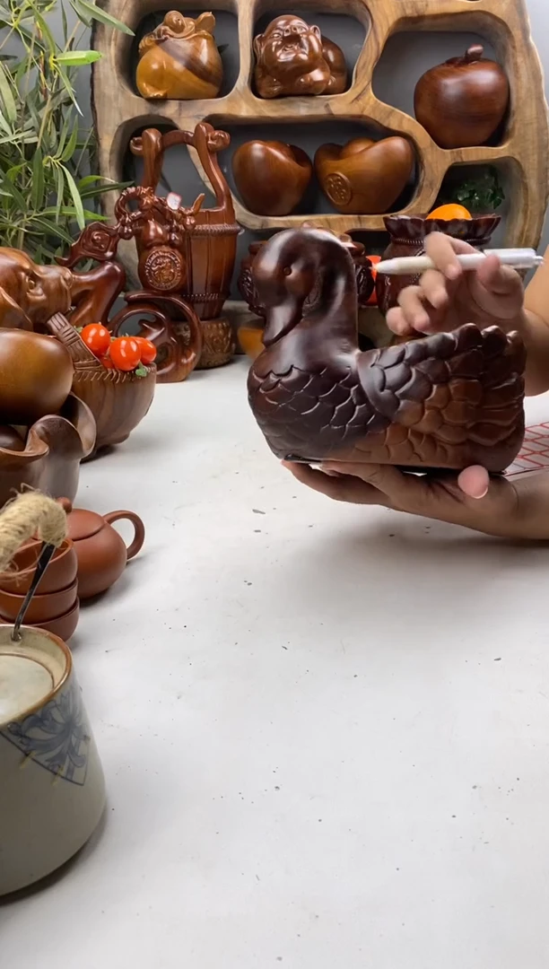 香樟木A64天鹅果盆/尺寸