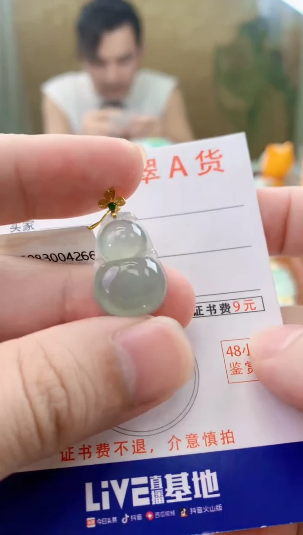 颈饰18K金镶嵌翡翠天然A货翡翠挂件