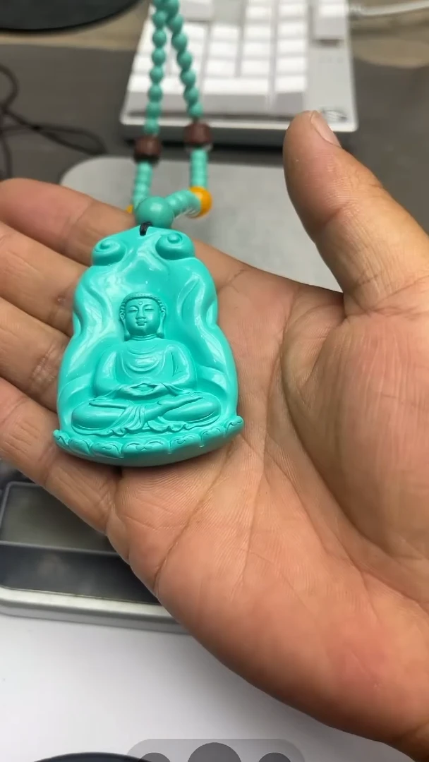 老板推荐松绿双面佛公项链