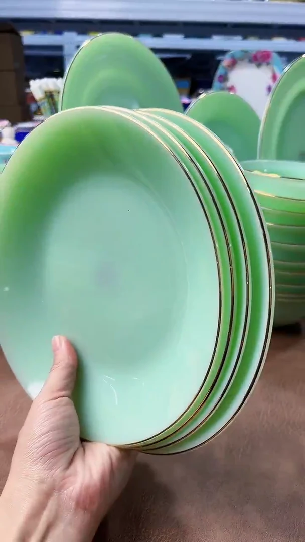 玉瓷8英寸圆深盘4个景德镇陶瓷