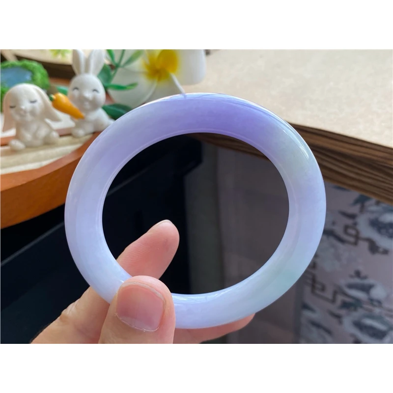 03.29批2425号53.6-9.5-9.6圆条漂亮诱人的香芋紫翡翠手镯