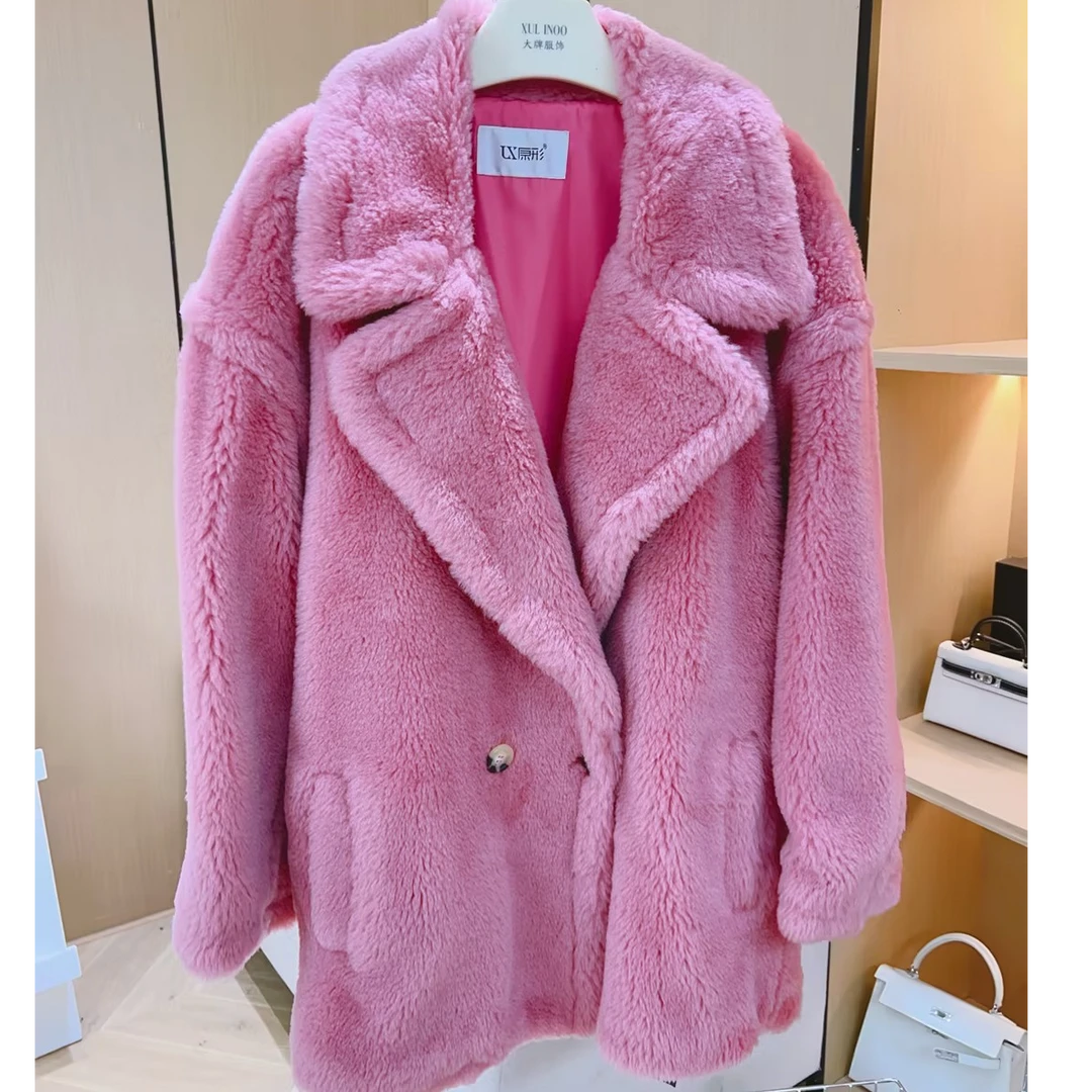 丨秋冬新款红色翻领气质韩版时尚百搭中长款外套 5996