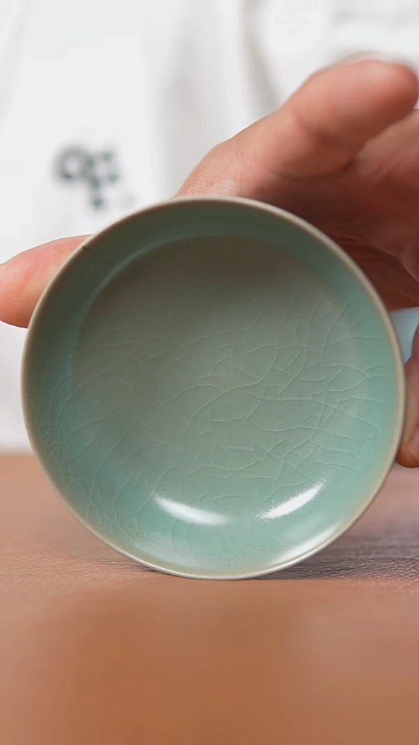 瓷片仿古翡翠绿釉普洱杯瑕