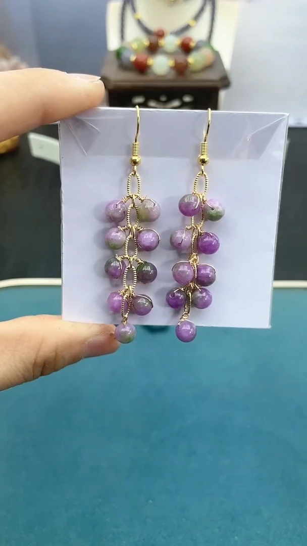 【闪购商品】翡翠耳饰14K金镶嵌春彩鞭炮*BBB